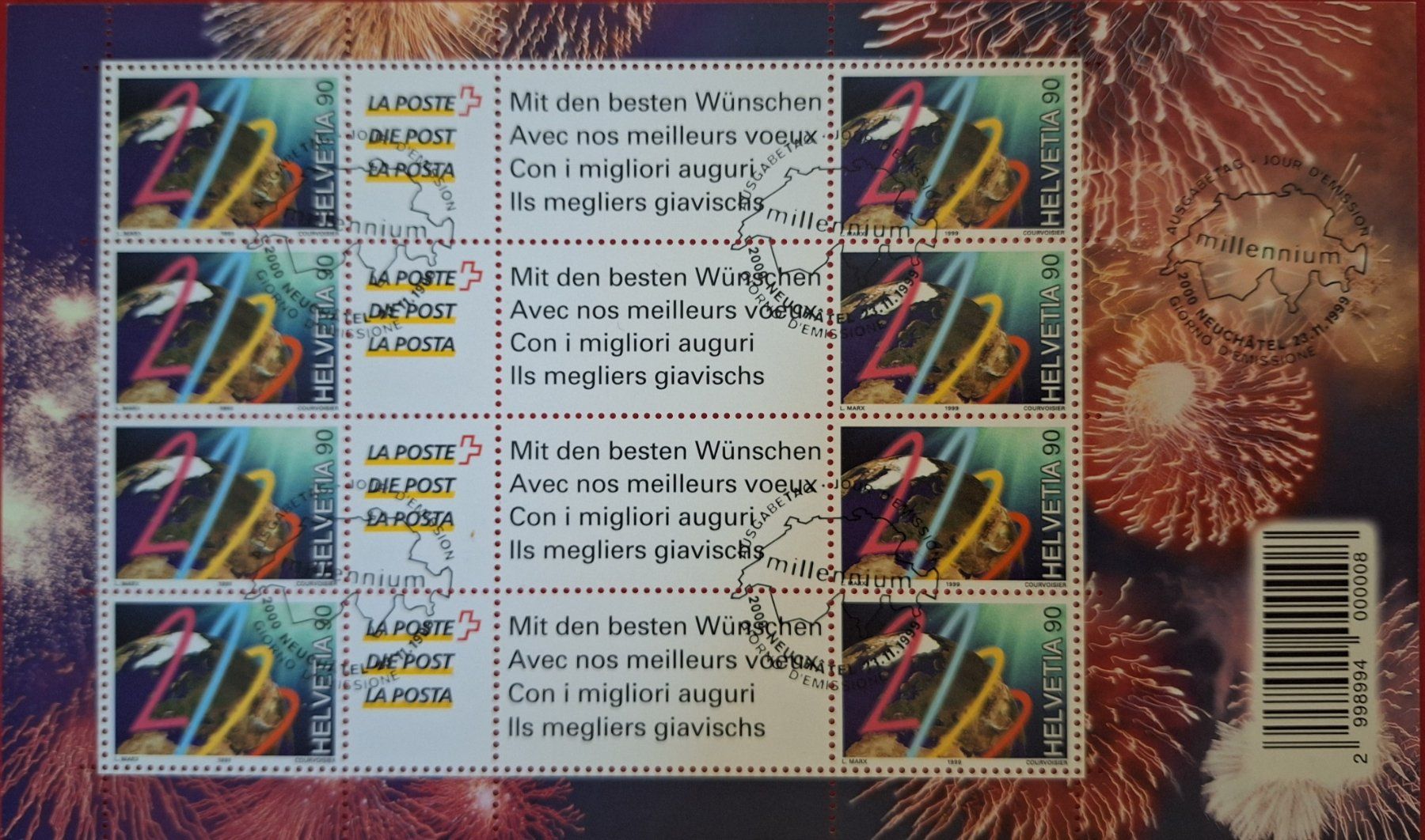 Alle Briefmarken: Bloc de timbres Millennium oblitéré Neuchâtel – Gebraucht aus Genève von JLV01