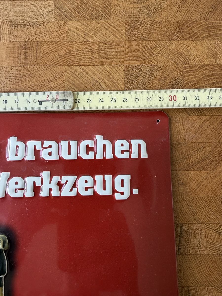 Hürlimann Insegne: Hürlimann Hammer - Blechschild - Echte Männer brauchen... – Usato da Bremgarten AG venduto da moreman 1