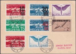 Mehrfach-Frankatur FLUGPOST 1937 auf Karte, interessant !