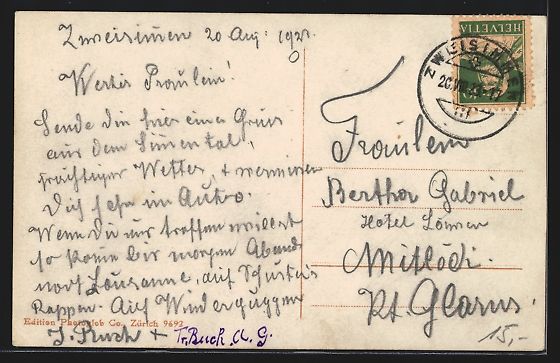 Cartoline postali: Zweisimmen, Teilansicht mit Wildstrubel – Usato da Berlin venduto da bartko-reher 1
