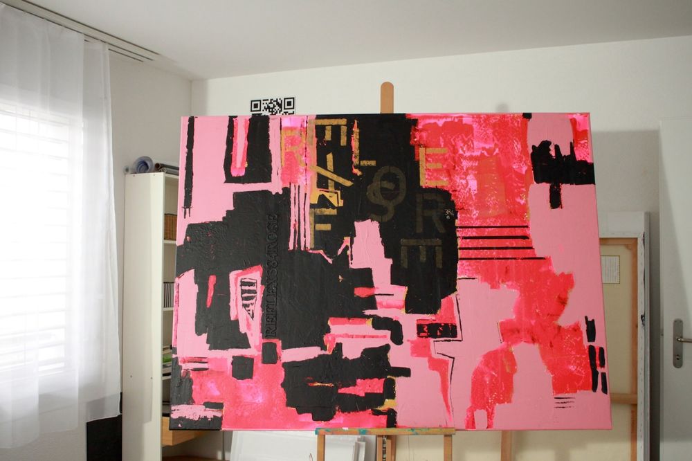 Abstrakter modern Expressionismus "REFLEX384ROSE" 160x120cm 2