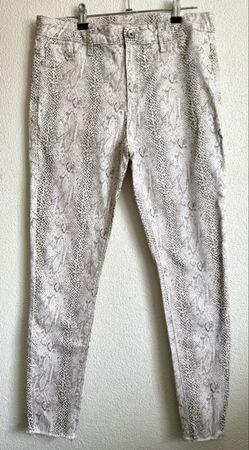 Snake Print Muster Hose beige,  Grösse 40