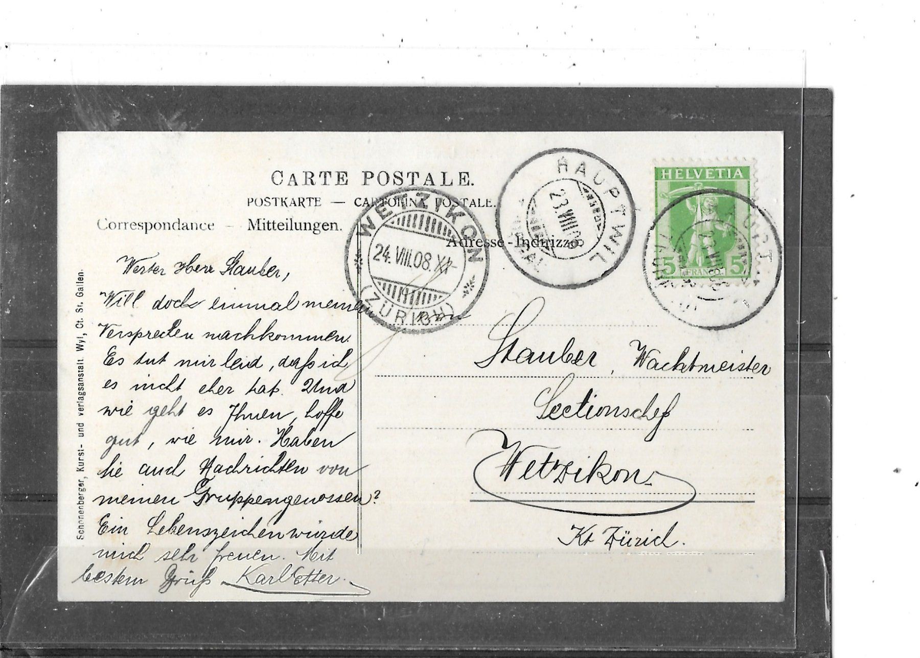 Ansichtskarten: TG Hauptwil 1908 mit Hotel Löwen – Gebraucht aus Schocherswil von Wilare 1