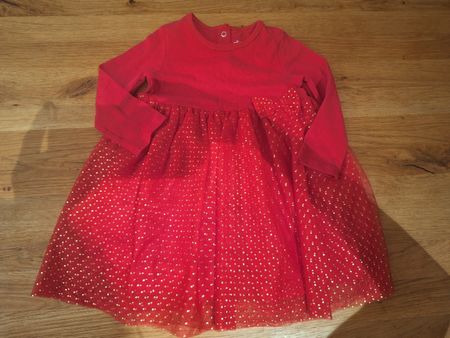 Kinderkleid rot mit Tüll und Glitzer Weihnachten Festkleid
