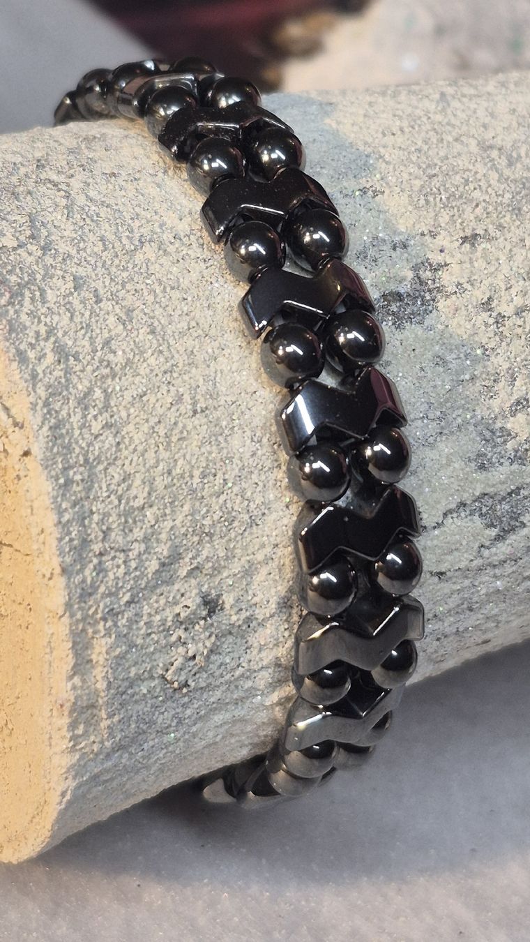 Bracciali & Braccialetti: Bracciale elastico in ematite nero design a zigzag – Nuovo (secondo la descrizione) da Giubiasco venduto da Stefaniav 2