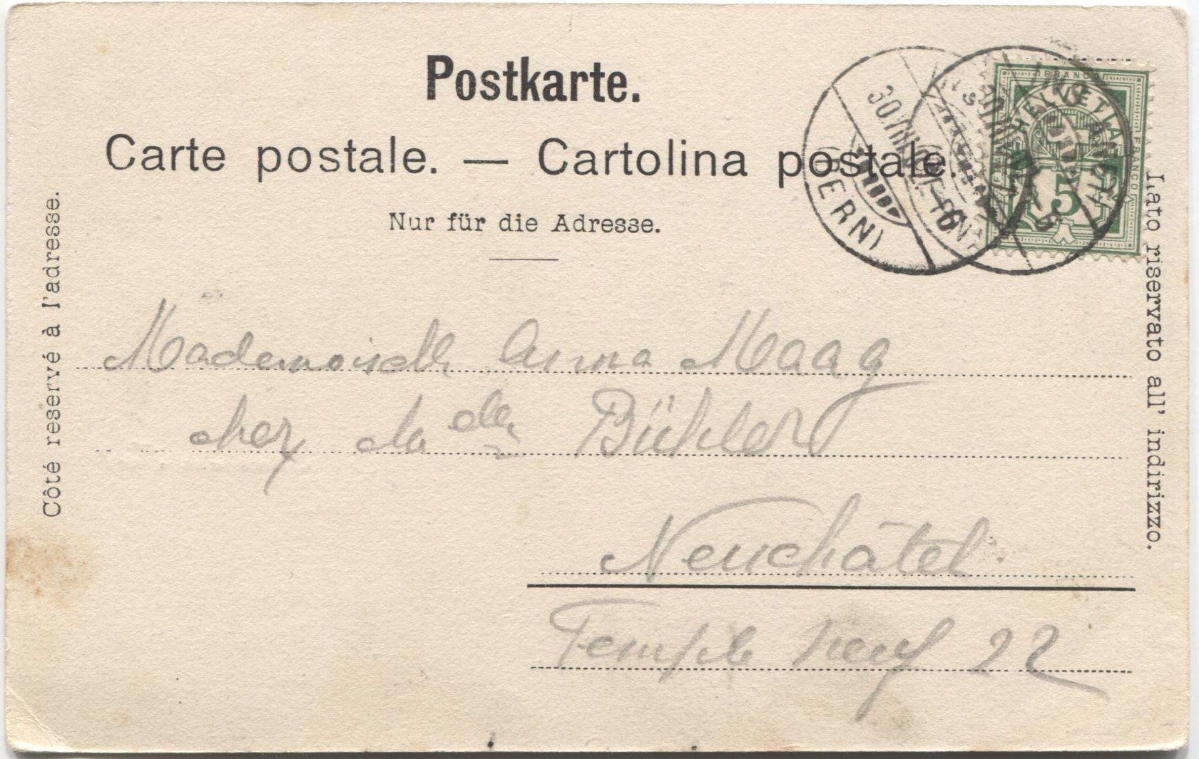 Cartoline postali: INS BE 1902 mit Berner Strohdachhaus – Usato da Rothrist venduto da Clanx 2