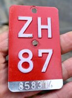 Velonummer ZH von 1987- Zürich -  ZH 87 - 858 314
