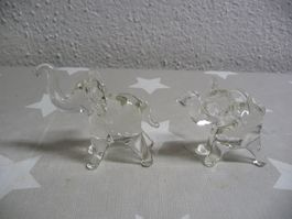 Glasfigur Elefant Elephant Elefantenpaar Tierfigur Glas