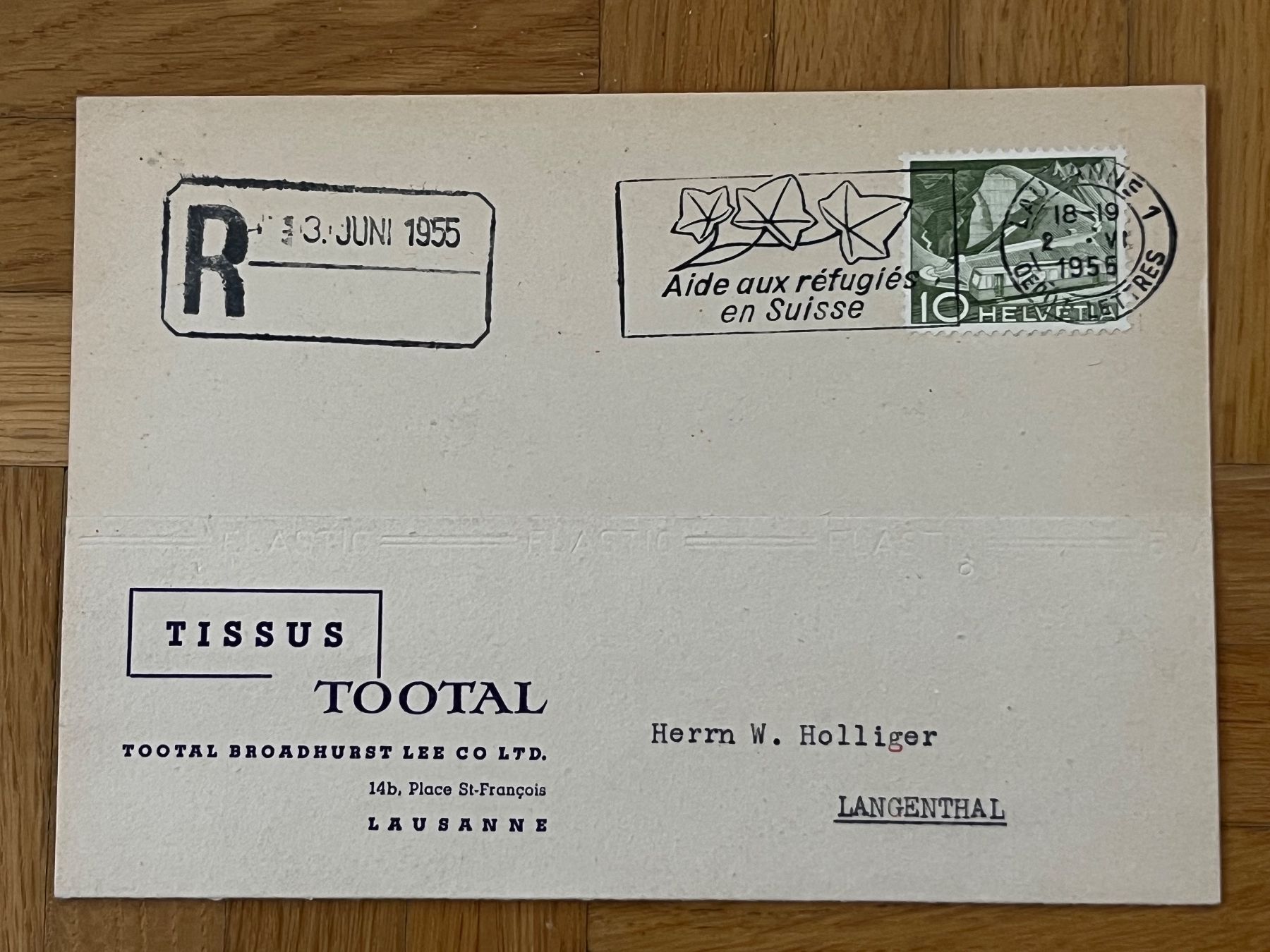 Alle Briefmarken: Firmenbrief Lausanne 1955, Tissus Total – Gebraucht aus Romanshorn von luxcollect