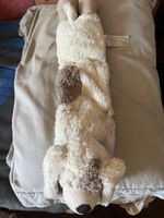 Stofftier Hund weich beige braun Wärmekissen
