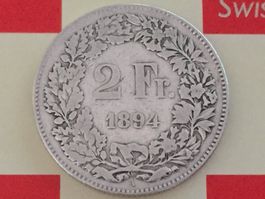 2 Franken 1894A,-ss,  nur 0,7 Mio