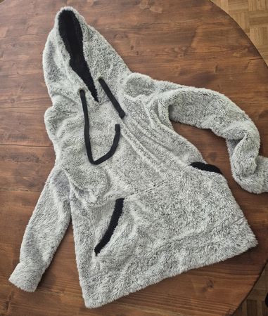 Damen Pullover Plüsch grau Grösse S