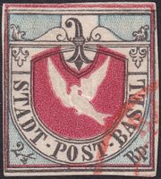 Nr.8a (erstklassige BASLER TAUBE), mit Eckstempel, 23'000.-+