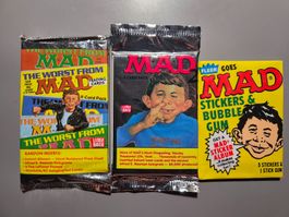 3x MAD Magazin Sammelkarten, ungeöffnet, Vintage - 1983 & 92