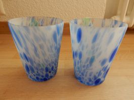 2x Windlicht Laterne Vase meliertes Glas blau NEU von Globus