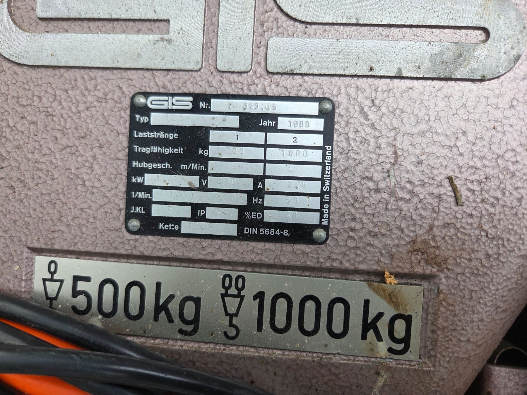 Paranco multiuso: Gis Kran 1000kg 2 Stück mi Kabel – Difettoso da Vitznau venduto da iva_t5l6 2