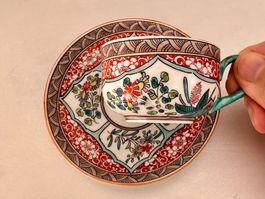 antikes Pariser Kaffeetassen- und Untertassenset, 1910s