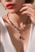 Vintage -  Granat, Rosenquarz Kette NEU