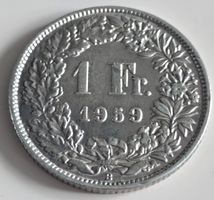1 Fr. Münze 1959 Helvetia guter Zustand