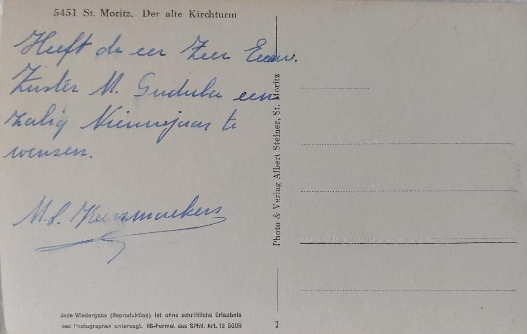 Cartoline postali: St. MORITZ  -  Der alte Kirchturm – Usato da Delémont venduto da Domdom1 1