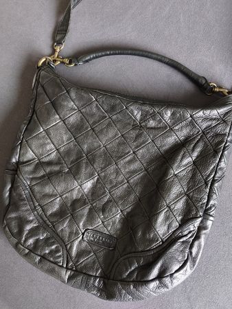 Handtasche Leder schwarz gesteppt guter Zustand