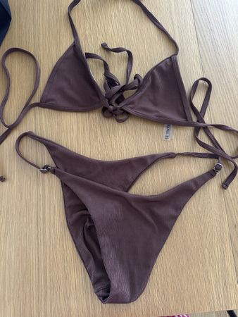 Bikini Oberteil mit Trägern braun Grösse M
