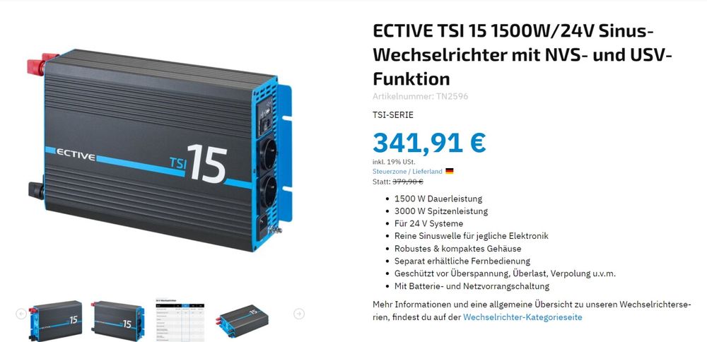 Wechselrichter ECTIVE TSI 15 1500W/24V