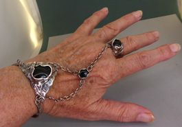 Sklaven Armband 925  Silber mit synthetischen Steinen