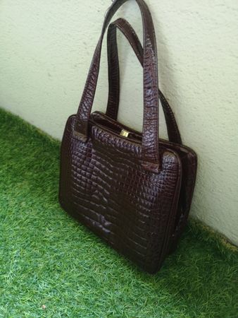 Vintage Leder Elegante Sac Mon Paris Handtasche 1970 / 80er