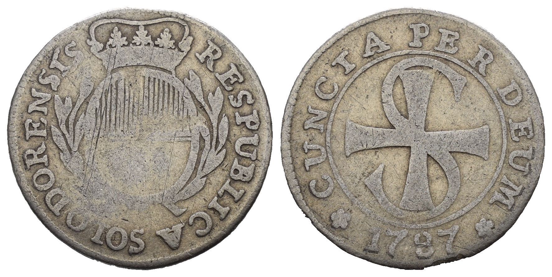 Tutti le monete: Solothurn 10 Kreuzer 1787  /2031 – Usato da Trimbach venduto da Solothurn1