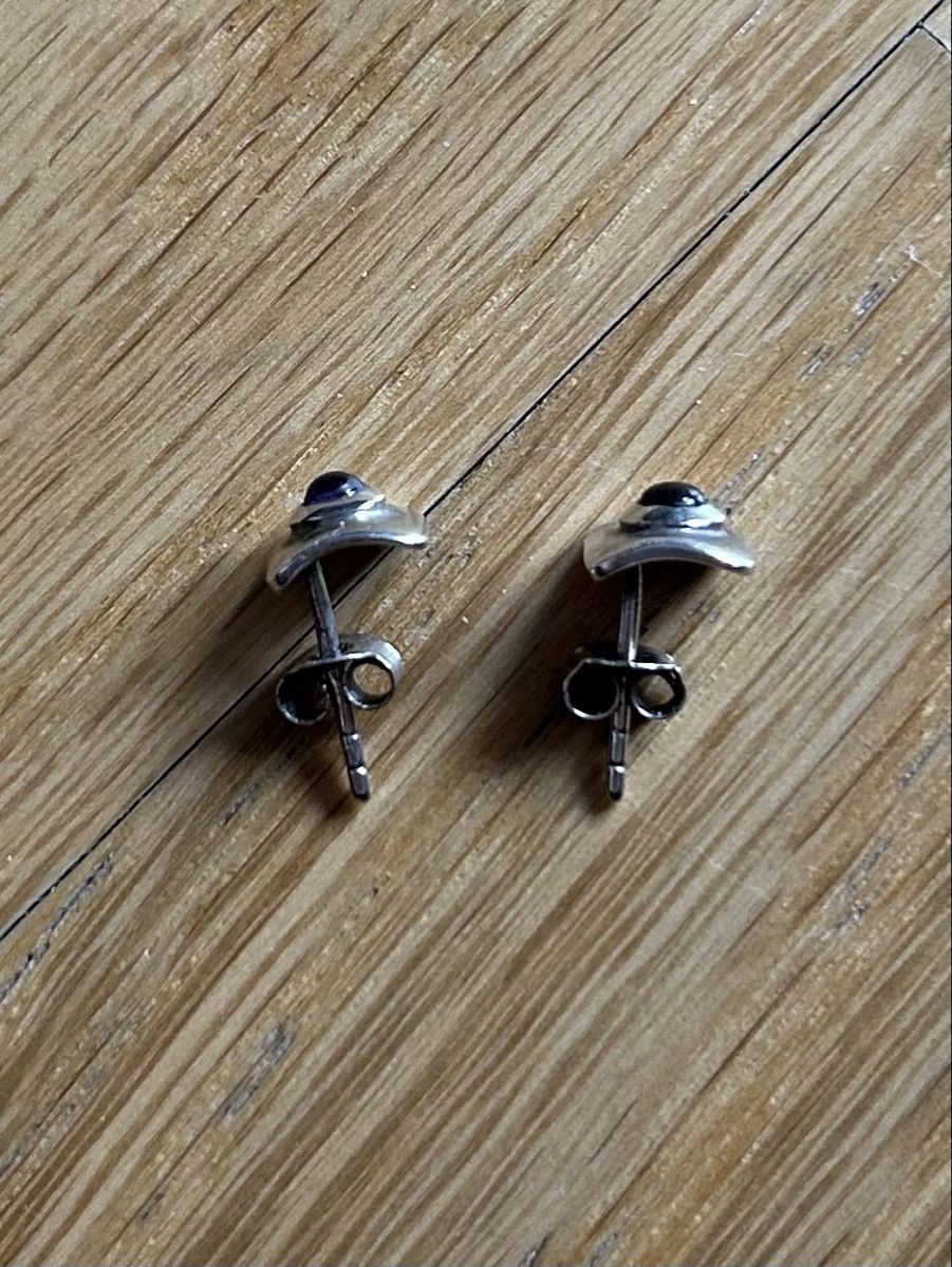 Orecchini pendenti & Orecchini a lobo: Vintage silber Ohrringe mit Amethyst Cabochon – Usato da Bern venduto da Ilikebluegems 2