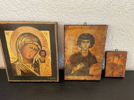 3 orthodoxe/byzantinische Ikonen auf Holz
