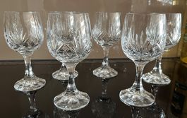 6 Kristall Weingläser,  geschliffen -  Top Zustand!