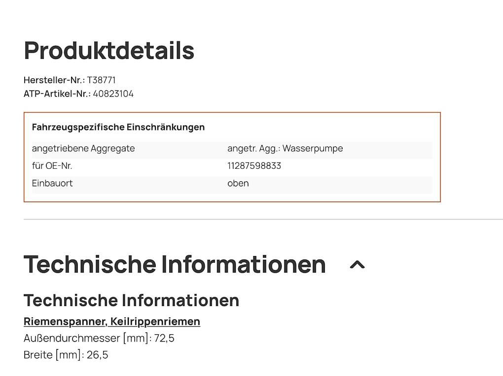 Tutti pezzi di ricambio auto: Riemenspanner für Mini,BMW,usw. – Usato da Wollerau venduto da michel31 1