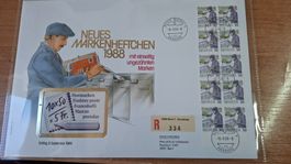 F0738R - FDC Carnet Poste et transport 1988
