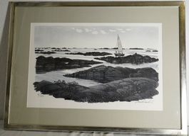 Roland Svensson Lithographie limitiert 6/150 gerahmt Schären