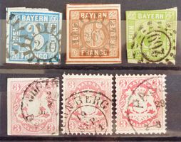 BAVIÈRE - BAYERN: 6 Gestempelte aus 1850–1870