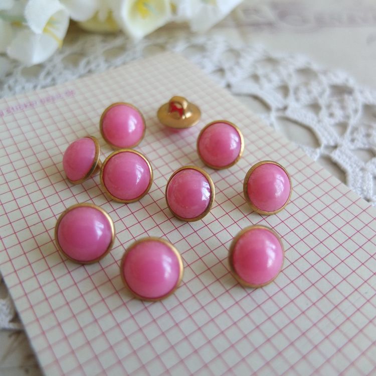 10 x Knopfe gold rosa Stil Vintage bouton (Neu (gemäss Beschreibung ...