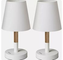 + 2er Set Nachttischlampe LED  aus Holz, Tischlampe