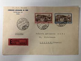 Vatikan 1933, Kat. 37+38 auf Express-Brief nach Luzern