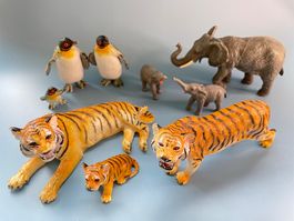 9x Tier Figur Zoo Safari Tiger Pinguin Elefant Marke AAA