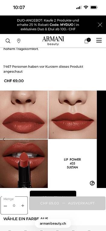 Make-up: Armany Beauty Lip Power – Usato da Zürich venduto da jes_68cz