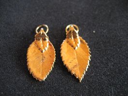 2 pendentifs pour boucle d'oreille feuille de rosier, neufs