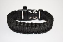 Paracord Rettungsseil schwarz mit Alarmpfeife
