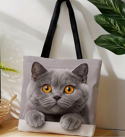 HERZIGE TASCHE, *GRAUES KÄTZLI MOTIV* NEU