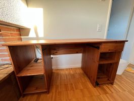Wooden Desk 140 × 60 cm | Drawer, Shelves & Pull-Out Tray