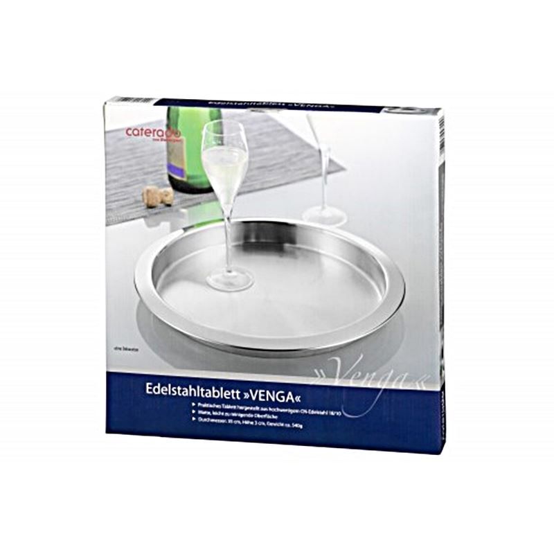 Servierplatten: Serviertablett Edelstahl rund 35 cm – Neu und originalverpackt aus Wettingen von kochshop 1