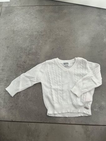 Kanz, Strickpulli, Pulli, Zopfmuster, weiss, Gr. 62, NEU
