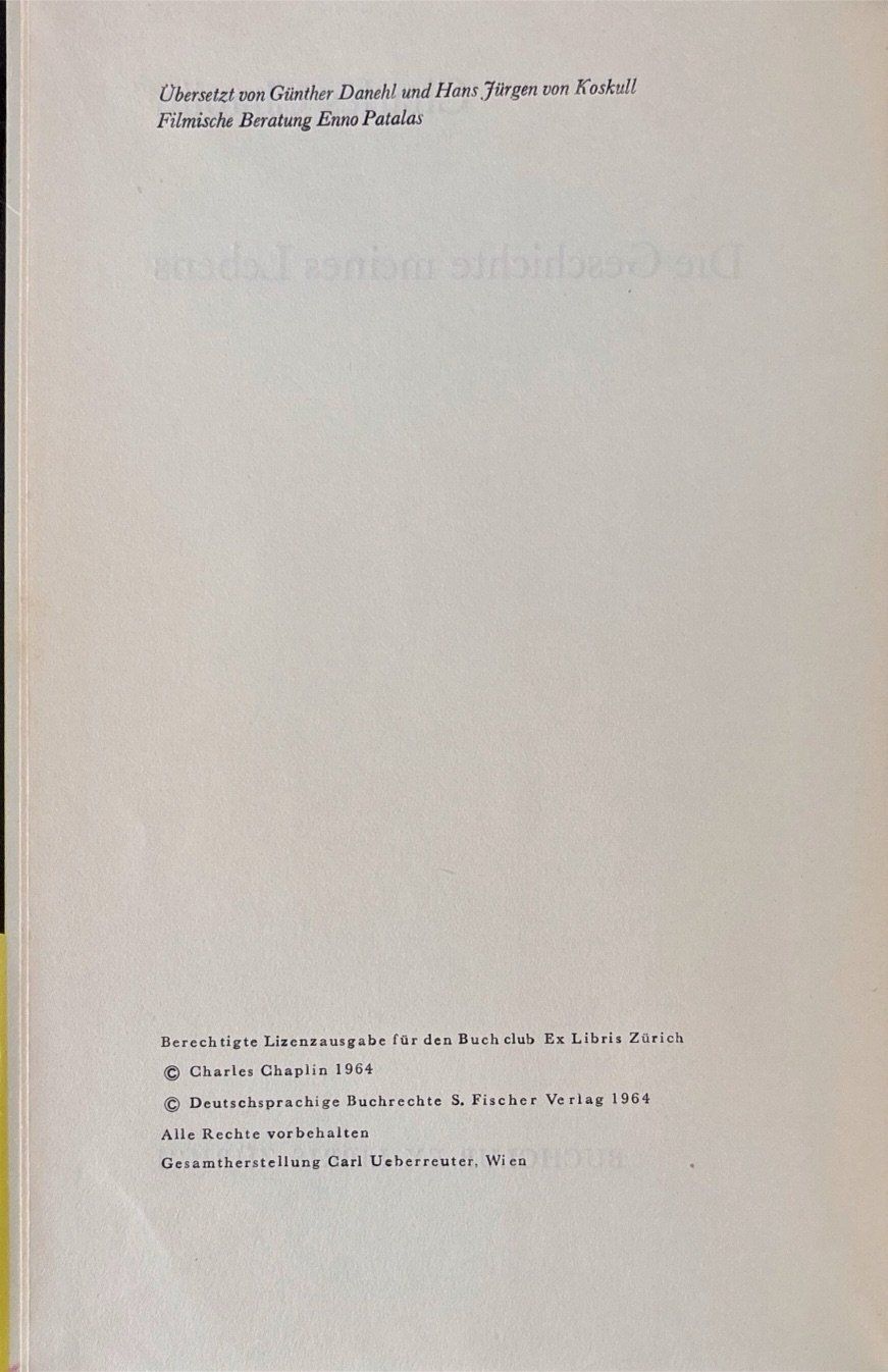 Libri: Chaplin Charles, Die Geschichte meines Lebens – Usato da Sarnen venduto da Livres 3