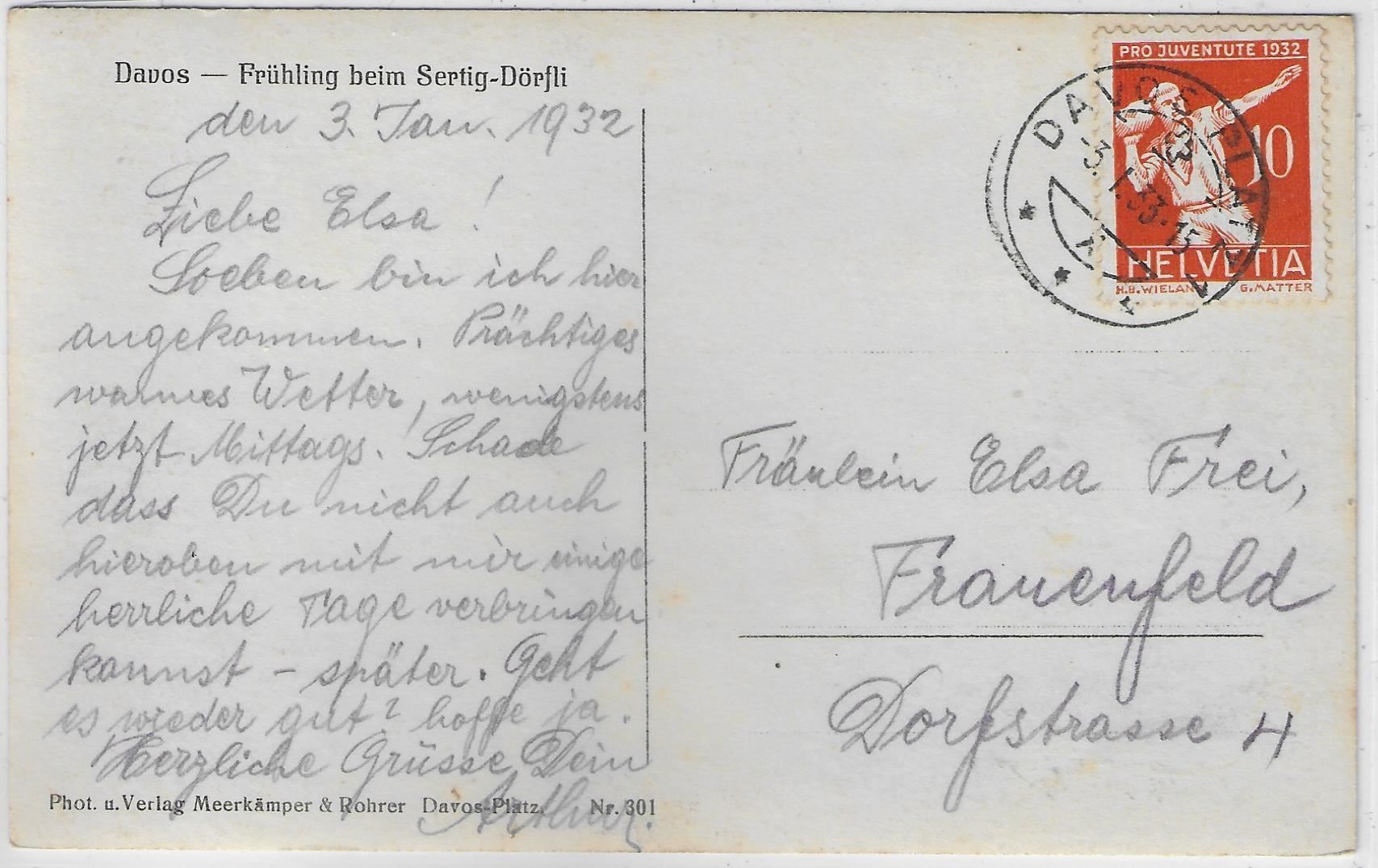 Cartoline postali: Davos - Frühling beim Sertig-Dörfli – Usato da Ettingen venduto da Kartenplanet 1